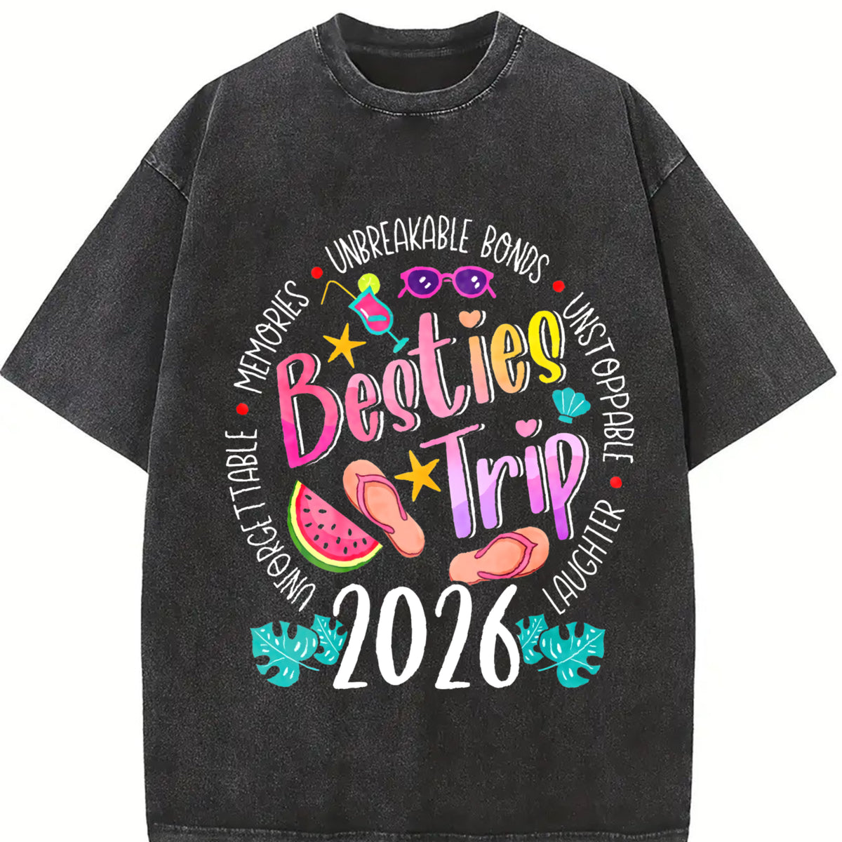 Coastal Granddaughter Vibes Sun-faded Broken-in Feel Vintage Washed T-Shirt in Black