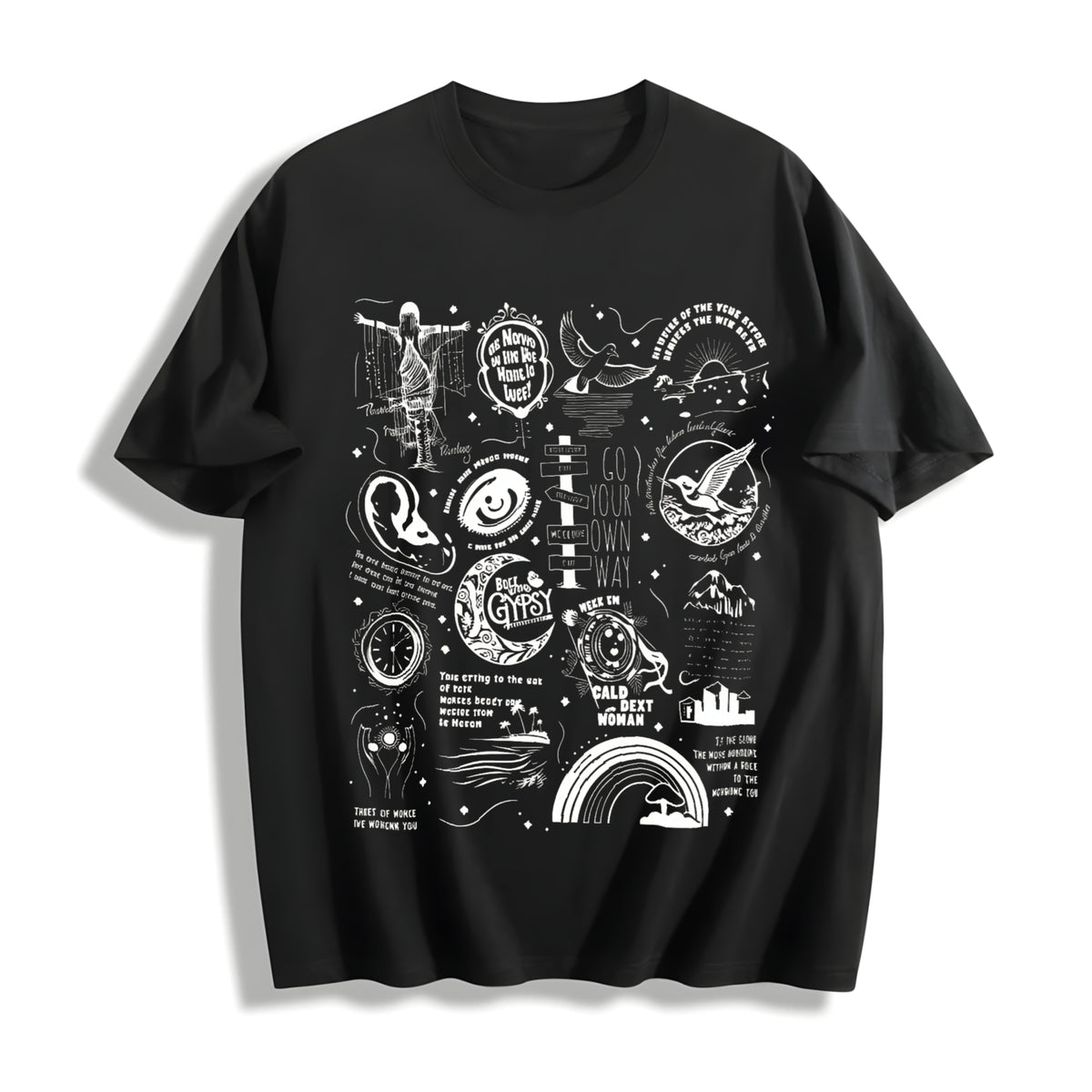 Stevie Nicks Tracklist Cotton T-Shirt in Black