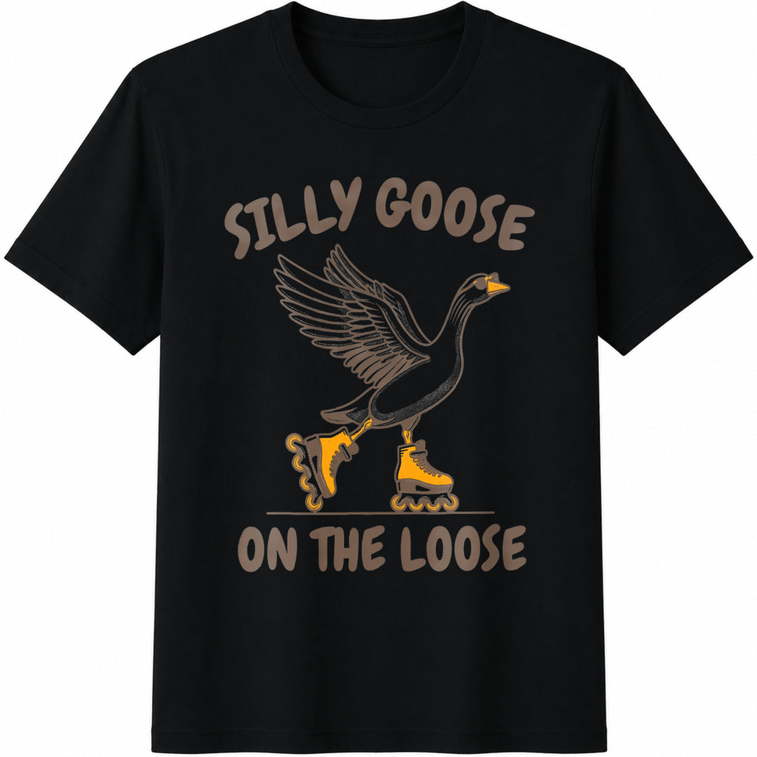 Silly Goose on the Loose Cowgirl Cotton T-Shirt in Black