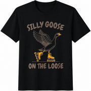 Silly Goose on the Loose Cowgirl Cotton T-Shirt in Black