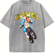 Joe Camel Joe Camel Dirt Bike Supercross AD Custom vintage washed oversized T-shirt in Gray