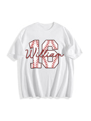Custom Baseball Number Cotton T-Shirt in White