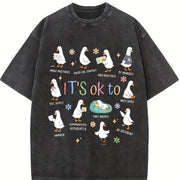 It's Okay to Feel All the Goose Moods Vintage Washed T-Shirt in Black