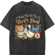 Take Me To The Thrift Shop Thrifting vintage washed oversized T-shirt in Black