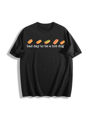 Bad Day to Be a Hotdog Retro Hotdog Cotton T-Shirt in Black