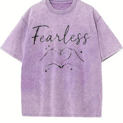 Fearless Hands Sign Vintage Washed T-Shirt in Purple