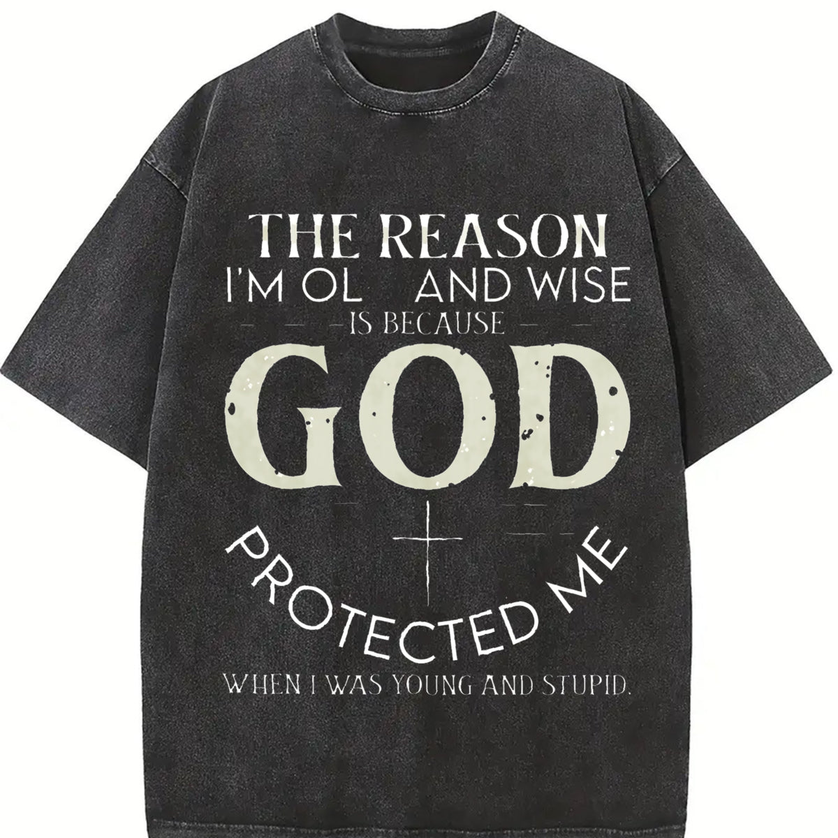 1 Pcs Heavy Adorable Vintage Washed T-Shirt in Black