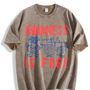 Kindness Is Free Sprinkled Doughnut Empathy Vintage Washed T-Shirt in Brown