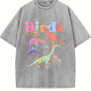 Retro Dinosaur for & Events Vintage Washed T-Shirt in Gray