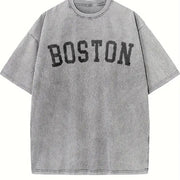 Boston University Massachusetts Vintage Washed T-Shirt in Gray