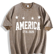 America 1776-2026 Vintage Washed T-Shirt in Brown