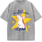 Rat Pun Meme Vintage Washed T-Shirt in Gray
