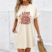 Heart Dress with Pockets Cotton T-Shirt in White