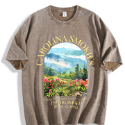 North Carolina Smoky Mountain National Park Vintage Washed T-Shirt in Brown