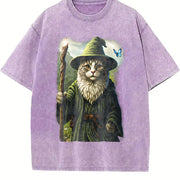 Catdalf Wizard 90s ® Vintage Washed T-Shirt in Purple