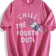 Chill the Fourth Out Fourth of July Popsicle Joke for Guys Vintage Washed T-Shirt in Red