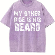 MY OTHER RIDE IS HIS BEARD LETTERS Ladies Outfit vintage washed oversized T-shirt in Purple