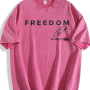 Charlie Kirk Freedom Vintage Washed T-Shirt in Red