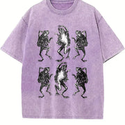 Dancing Frog 90s Tattoo Vintage Washed T-Shirt in Purple