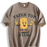 Tater Tot Club for Foodies Vintage Washed T-Shirt in Brown
