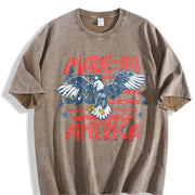Retro Eagle Made in America 4th of July Vintage Washed T-Shirt in Brown