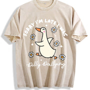 Sorry I'm Late I Was Dilly Dallying Goose for Him vintage washed oversized T-shirt in Beige