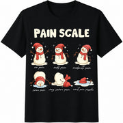 Pain Scale Snowman Cotton T-Shirt in Black