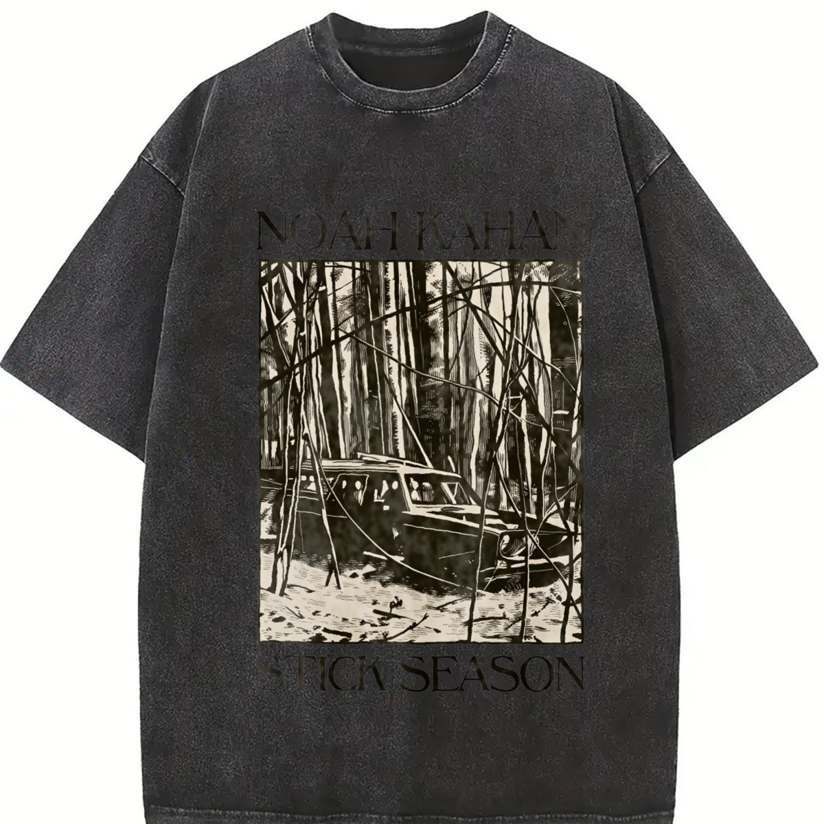 N0ah Kahannn 2 SIDES Vintage Washed T-Shirt in Black