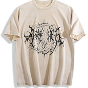 Death Metal Sphere Vintage Washed T-Shirt in Beige