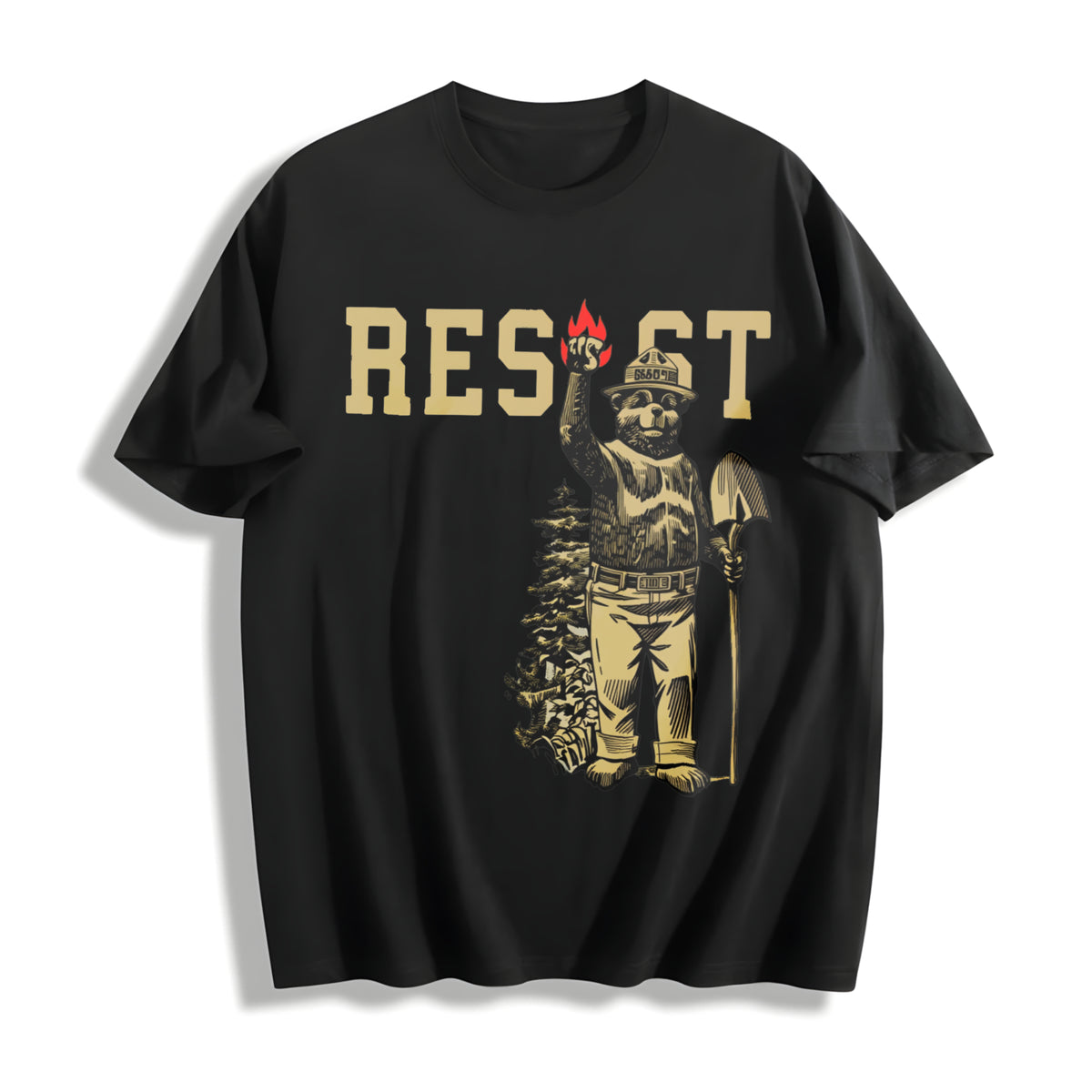 Smokey Bear Resist Cotton T-Shirt in Black