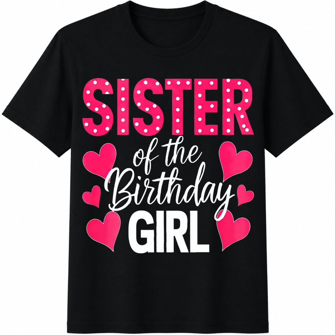 Sister of the Birthday Girl Cotton T-Shirt in Black