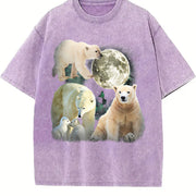 Polar Bears Mystical Vintage Washed T-Shirt in Purple