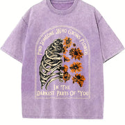 Find Someone Who Grows Flowers Rib Sunflowers Printing Vintage Washed T-Shirt in Purple
