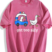 Premium Silly Goose Police Chase Got Too Silly Meme Goose Vintage Washed T-Shirt in Red