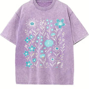 Wildflowers ® Retro Block Peonies Vintage Washed T-Shirt in Purple