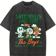 Saturdays Are for the Boys Golf Vintage Washed T-Shirt in Black