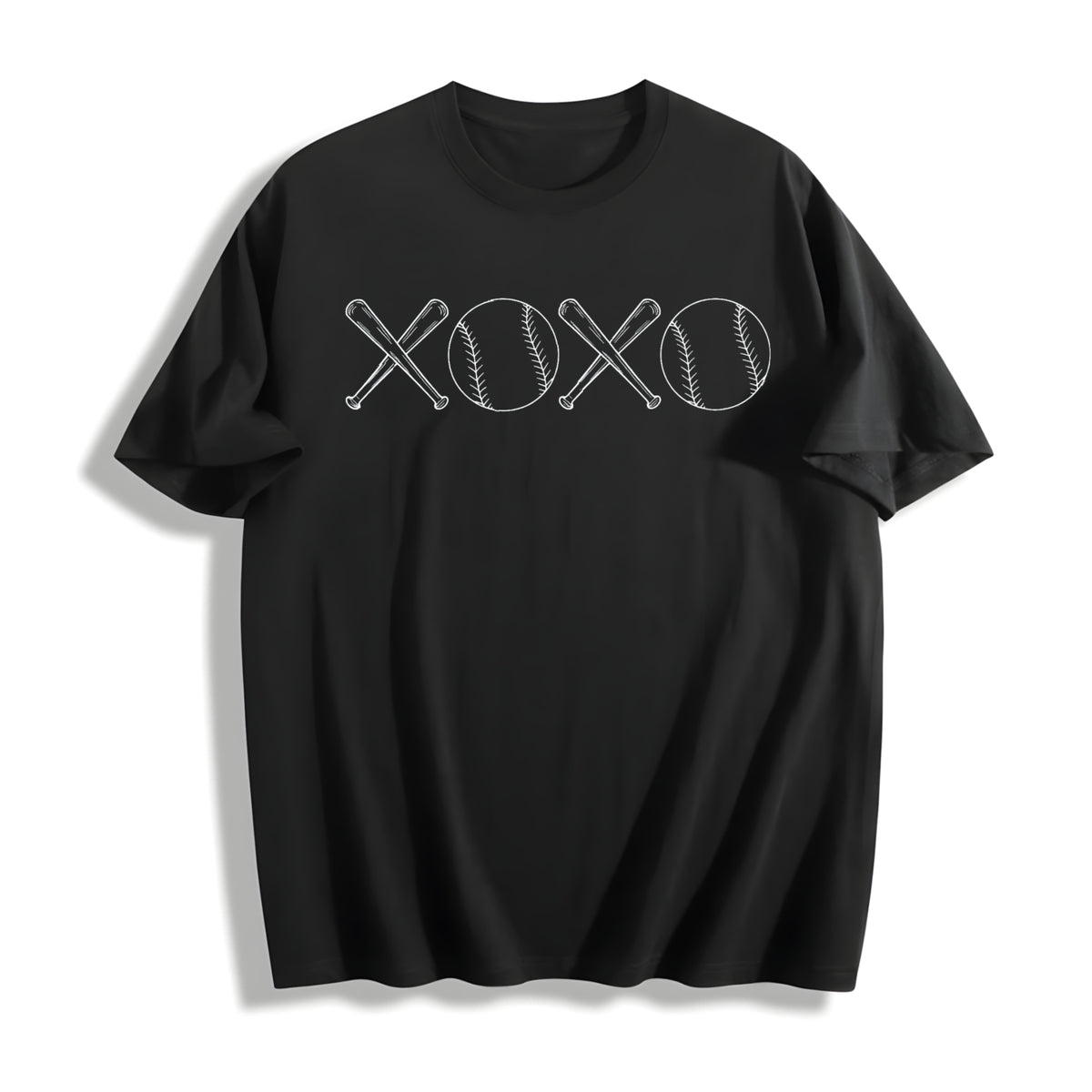 Baseball XOXO Baseball Fan Cotton T-Shirt in Black
