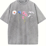 ® Wildflowers 90s Retro Y2k Flower Lovers Vintage Washed T-Shirt in Gray
