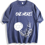 Jack Hanma One More! Gym Baki Anime Muscle Fit vintage washed oversized T-shirt in Blue
