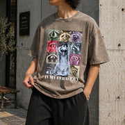In My Feral Era Raccoon Animal Meme Racoons Team Trash Vintage Washed T-Shirt in Brown