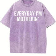 Everyday I'm Motherin' Vintage Washed T-Shirt in Purple
