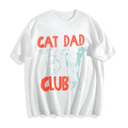 ® Cat Dad Club Back Cat Cotton T-Shirt in White