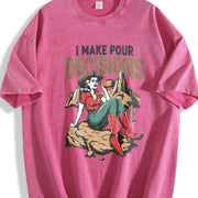 Retro I Make Pour Decisions Meme Vintage Washed T-Shirt in Red