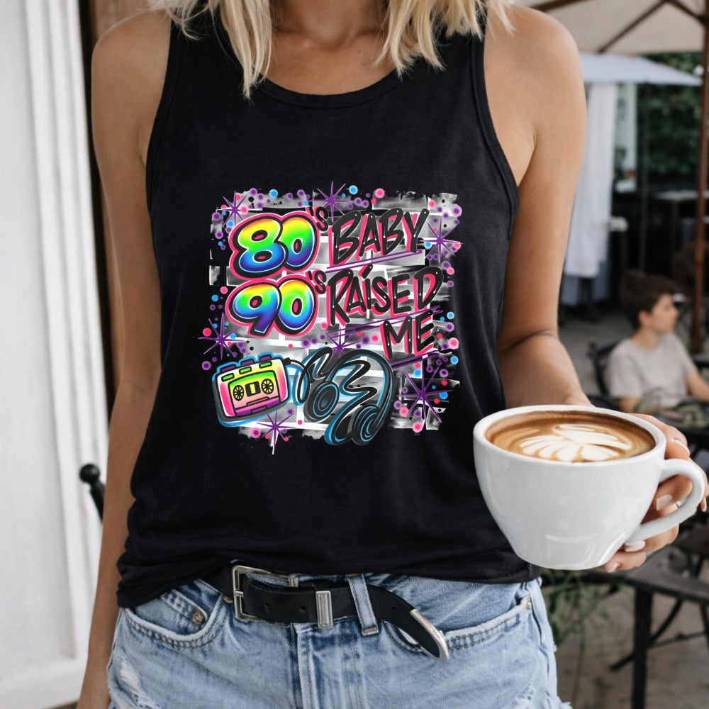 From the 80S and 90S Raised Me. Regular Women's Color Cotton Tank Top in Black