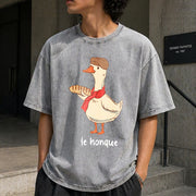 Le Honque Goose Silly Goose Vintage Washed T-Shirt in Gray