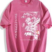 Levi Ackerman Anime – Retro Attack on Titan Anime Lover vintage washed oversized T-shirt in Red