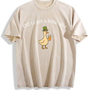 Off To Get A Little Silly St Patricks Day vintage washed oversized T-shirt in Beige