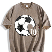 Soccer Baseball Number 10 Vintage Washed T-Shirt in Brown