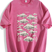 Perch Fish 90s Retro ® Fisherman Y2k Vintage Washed T-Shirt in Red
