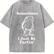 Sometimes I Just Be Fartin' Frog Vintage Washed T-Shirt in Gray